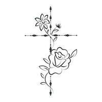 helig korsa med blommig design för skriva ut eller använda sig av som kort, flygblad, tatuering eller t skjorta vektor
