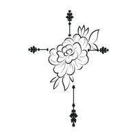 helig korsa med blommig design för skriva ut eller använda sig av som kort, flygblad, tatuering eller t skjorta vektor