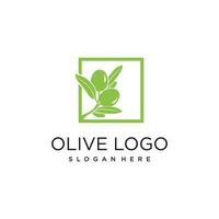 oliv logotyp desing aning med unik stil begrepp vektor