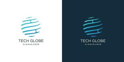 Welt Technik Logo Vektor Design mit modern Stil