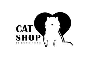 Katze Liebe logo.cat Logotyp. Haustier Geschäft Logo Konzept. Haustier Pflege Logo Konzept. Haustier Vektor Illustration