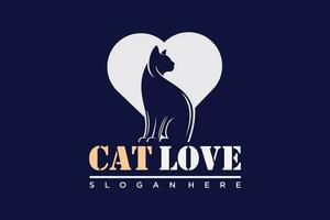 Katze Liebe logo.cat Logotyp. Haustier Geschäft Logo Konzept. Haustier Pflege Logo Konzept. Haustier Vektor Illustration