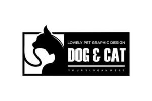 Katze und Hund logo.cat Logotyp. Haustier Geschäft Logo Konzept. Haustier Pflege Logo Konzept. Haustier Vektor Illustration