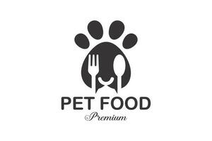 Pfote Hund Katze Logo Design. Haustier Essen vektor