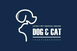 katt och hund logotyp design. logotyper kan vara Begagnade för sällskapsdjur vård, klinik och veterinär. vektor