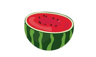 vattenmelon vektor illustration. vattenmelon i halv form. sommar frukt tema och begrepp. platt vektor i tecknad serie stil. tropisk frukt.