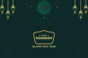 Lycklig islamic ny år bakgrund. lyx gyllene arabesk stil mandala mönster bakgrund. vektor