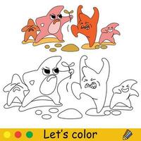 Kinder Färbung süß komisch Seestern Familie Vektor Illustration