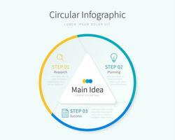 cirkulär infographic mall för företag presentation med tre alternativ vektor