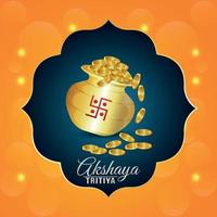 akshaya tritiya indisk smyckesförsäljningsfestival med guldmyntkruka vektor