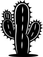 kaktus - svart och vit isolerat ikon - vektor illustration