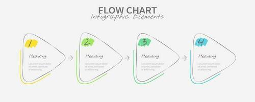 handgemalt fließen Diagramm Elemente mit vier farbig Teile horizontal vereinbart worden vektor