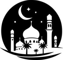 ramadan - svart och vit isolerat ikon - vektor illustration