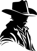 Cowboy - - schwarz und Weiß isoliert Symbol - - Vektor Illustration