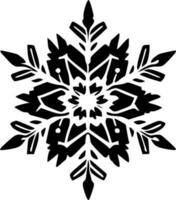 snöflinga - svart och vit isolerat ikon - vektor illustration