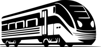 tåg - svart och vit isolerat ikon - vektor illustration