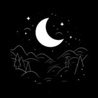 natt himmel, svart och vit vektor illustration