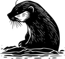 Otter - - schwarz und Weiß isoliert Symbol - - Vektor Illustration