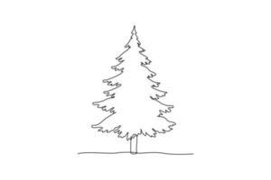 kontinuerlig en linje teckning pohon cemara yang indah. träd begrepp enda linje teckning design grafisk vektor illustration