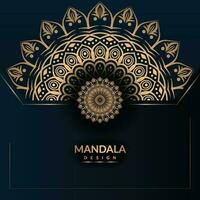 Vektor Luxus Mandala Design Färbung Hintergrund im Gold Farbe runden Gradient Blumen- Mandala Muster Design