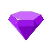 Hexagon violett Edelstein. Amethyst Seite Sicht. Karikatur Vektor Illustration