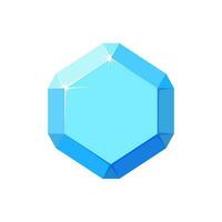 Hexagon Blau Edelstein. brillant oder Quarz oben Sicht. Karikatur Vektor Illustration