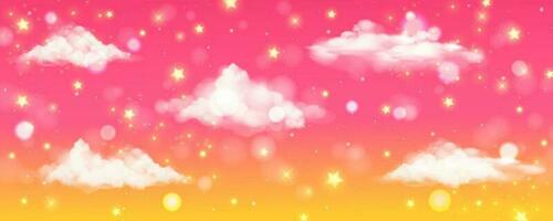 enhörning regnbåge bakgrund med glitter stjärnor. söt nagic pastell mönster. magi drömma holografiska himmel. vektor