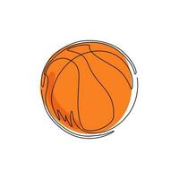 enda en rad ritning basket boll ikonen. dekoration av atletisk utrustning. texturerad boll för sportdesign. lagspelsturnering, tävlingsaffisch. kontinuerlig linje rita grafisk vektorillustration vektor