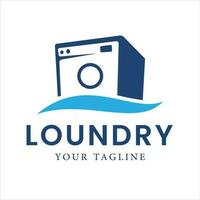 Wäsche Waschen Maschine Design Illustration mit Ozean Wellen können Sein benutzt zum Wäsche Geschäft Logo, Welle Symbol vektor