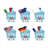 Gallone Karikatur Charakter bringen das Flaggen von verschiedene Länder vektor