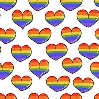nahtlos Muster mit lgbt Regenbogen Flagge Herzen Vektor Illustration