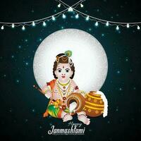 glücklich krishan Janmashtami indisch Festival Hintergrund vektor
