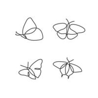 Schmetterling Zeichnung Linie Kunst einstellen vektor