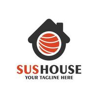 Sushi Haus Abzeichen Etikette Design Logo vektor