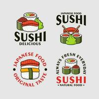 Abzeichen Etikette Sushi Design Logo Sammlung vektor