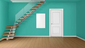 leeren Zimmer mit Treppe und Weiß geschlossen Tür vektor