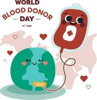 eben Design Vektor süß Welt Blut Spender Tag 14 Juni