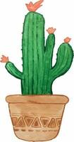 Kaktus Pflanze im ein Blume Topf Vektor von süß Grün