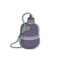 durchgehende einzeilige zeichnung thermobecher und flasche, kompakte trinkflasche. Reiseausrüstung, Camping, Wanderwerkzeuge. element für designdruck, karte, aufkleber. einzeiliges zeichnen design vektorillustration vektor