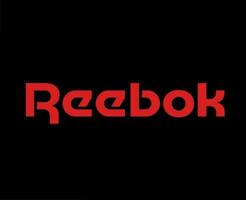 reebok varumärke logotyp symbol namn röd kläder design ikon abstrakt vektor illustration med svart bakgrund