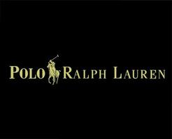 Polo ralph Lauren Marke Logo mit Name Gold Symbol Kleider Design Symbol abstrakt Vektor Illustration mit schwarz Hintergrund