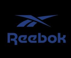 reebok logotyp varumärke kläder med namn blå symbol design ikon abstrakt vektor illustration med svart bakgrund