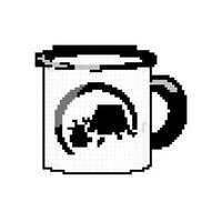 Emaille Lager Tasse Spiel Pixel Kunst Vektor Illustration