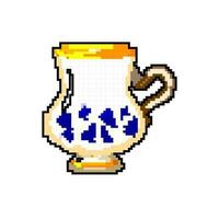 Cappuccino Jahrgang Tasse Spiel Pixel Kunst Vektor Illustration