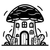 Pilz Hütte, süß Karikatur, Vektor Symbol, Färbung Buchseite.