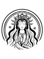 vektor ikon av guanyin bodhisattva asiatisk gudom