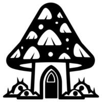 Pilz Hütte, süß Karikatur, Vektor Symbol, Färbung Buchseite.