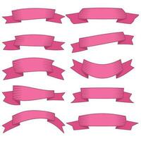 uppsättning av tio rosa band och banderoller för webb design. bra design element isolerat på vit bakgrund. vektor illustration.