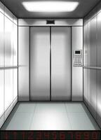realistisch Aufzug Kabine mit geschlossen Türen Innerhalb vektor