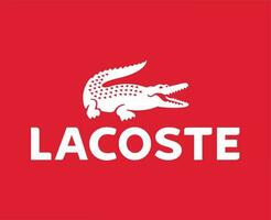 lacoste Marke Logo Symbol Weiß Design Kleider Mode Vektor Illustration mit rot Hintergrund